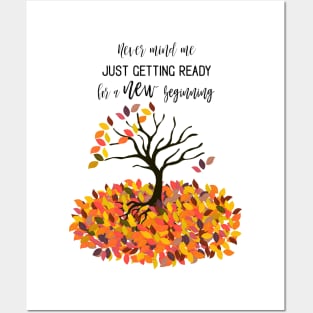 Fall in Love Colorful Leaves Autumn Season Tree Design Posters and Art